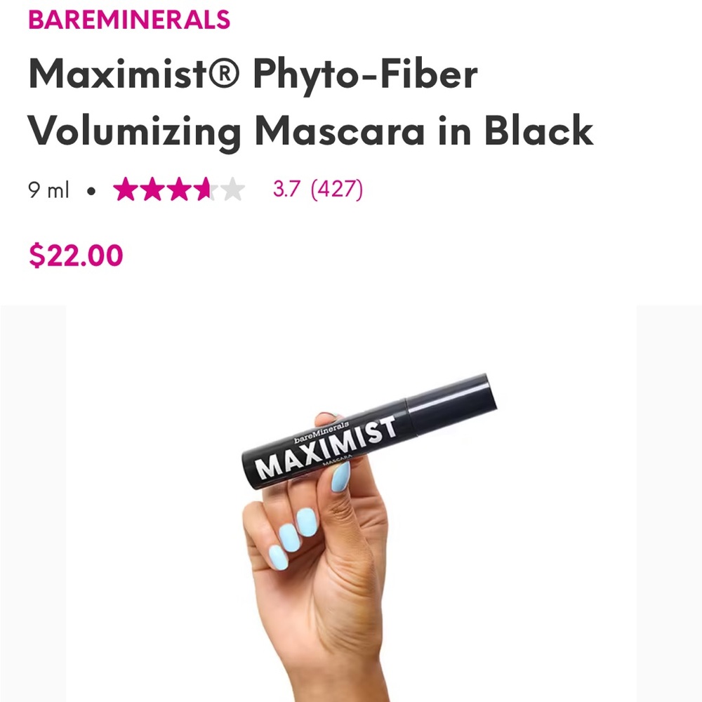 Bareminerals Maximist Phyto-Fiber Volumizing Mascara in Black